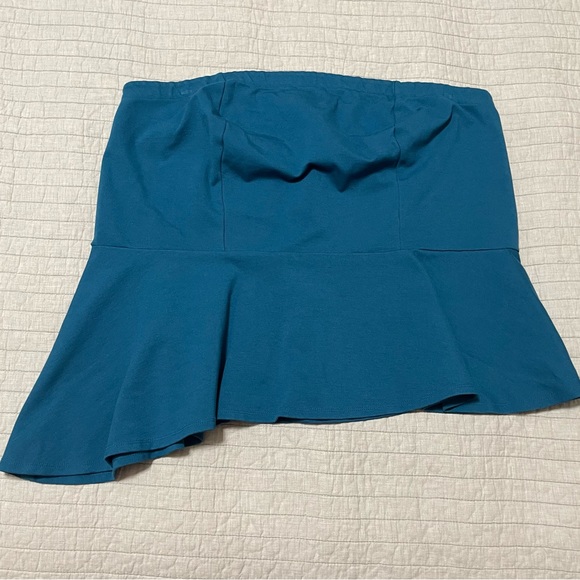 Lane Bryant Tops - Lane Bryant Women’s Peplum Strapless Top Teal Asymmentrical Hem Size 18/20